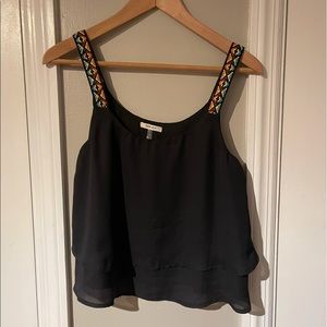 Aztec Strap Black Flowy Tank